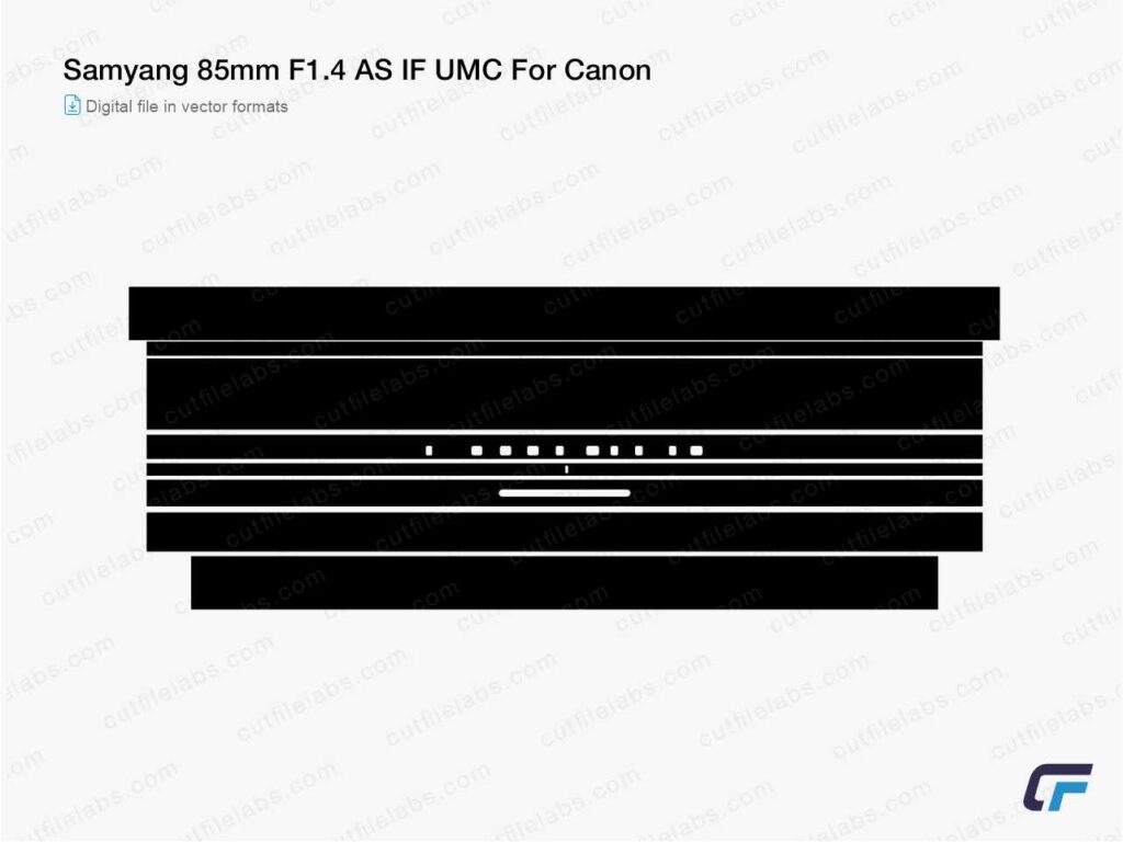 Samyang 85mm F1.4 AS IF UMC For Canon Cut File Template