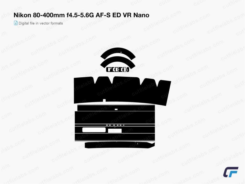Nikon 80-400mm f4.5-5.6G AF-S ED VR Nano (2013) Cut File Template