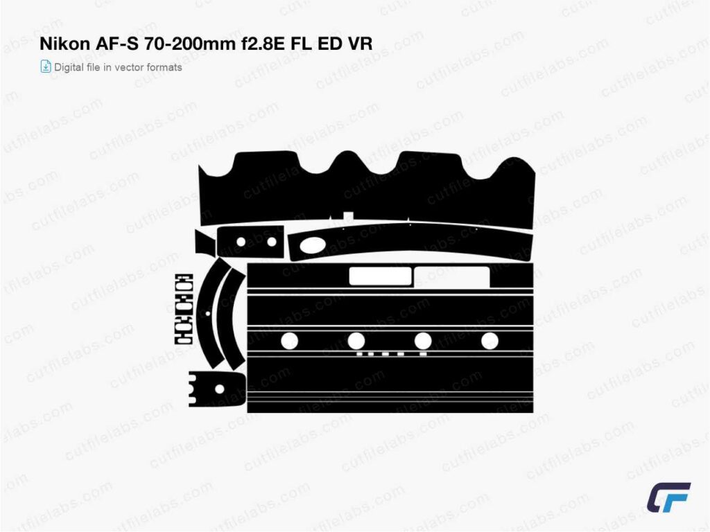 Nikon AF-S 70-200mm f2.8E FL ED VR (2016) Cut File Template