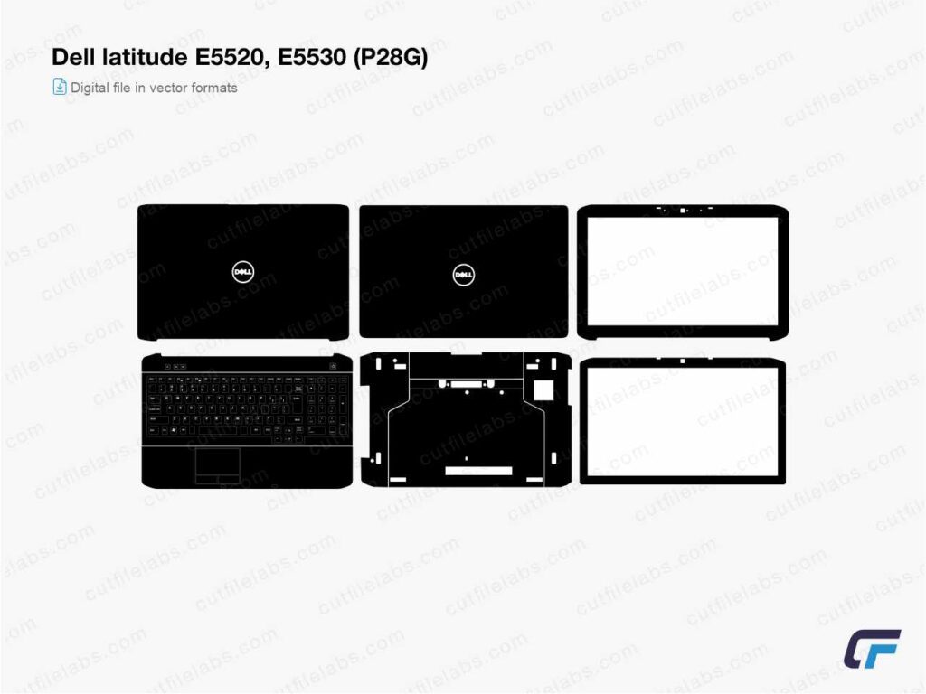Dell Latitude E5520, E5530 (P28G) (2011, 2013) Cut File Template