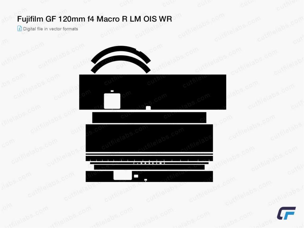 Fujifilm GF 120mm f4 Macro R LM OIS WR (2017) Cut File Template