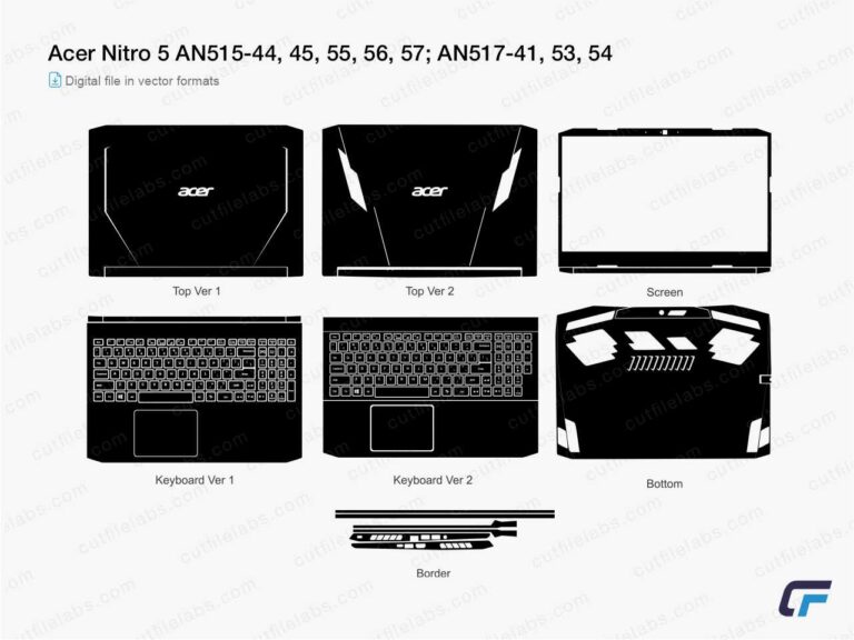 Acer Nitro 5 AN515-44, 45, 55, 56, 57; AN517-41, 53, 54 Cut File Template