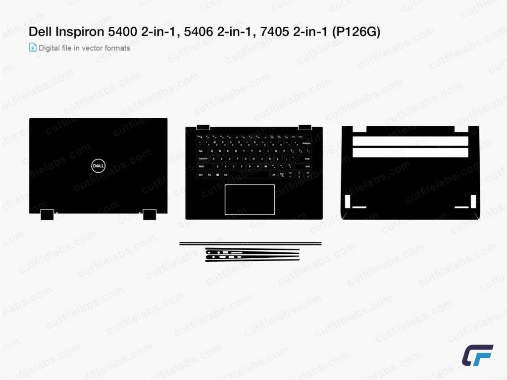 Dell Inspiron 14 5400 2-in-1, 5406 2-in-1, 7405 2-in-1 (P126G) Cut File Template
