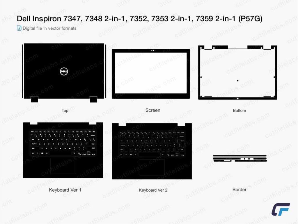 Dell Inspiron 7347, 7348 2-in-1, 7352, 7353 2-in-1, 7359 2-in-1 (P57G) Cut File Template