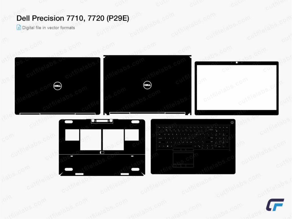 Dell Precision 7710, 7720 (P29E) (2016, 2017) Cut File Template