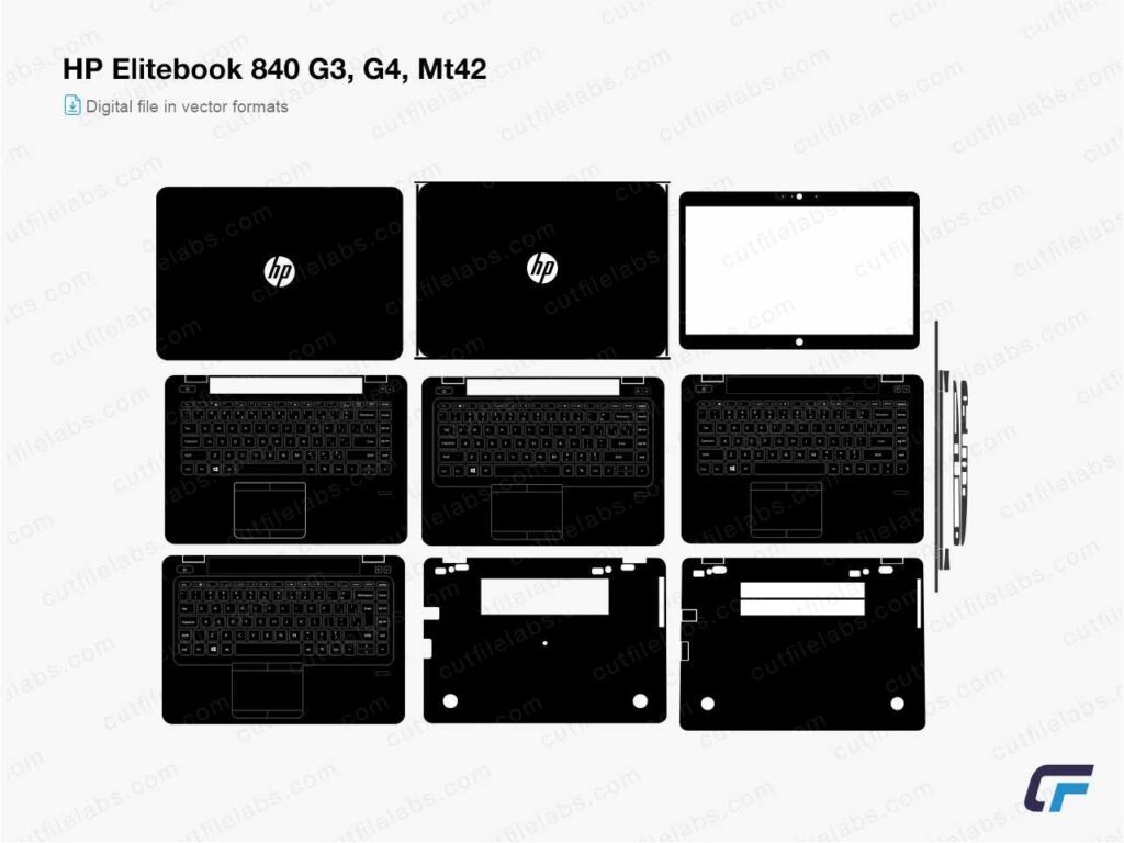 HP EliteBook 840 G3, G4, MT42 (2016, 2017) Cut File Template