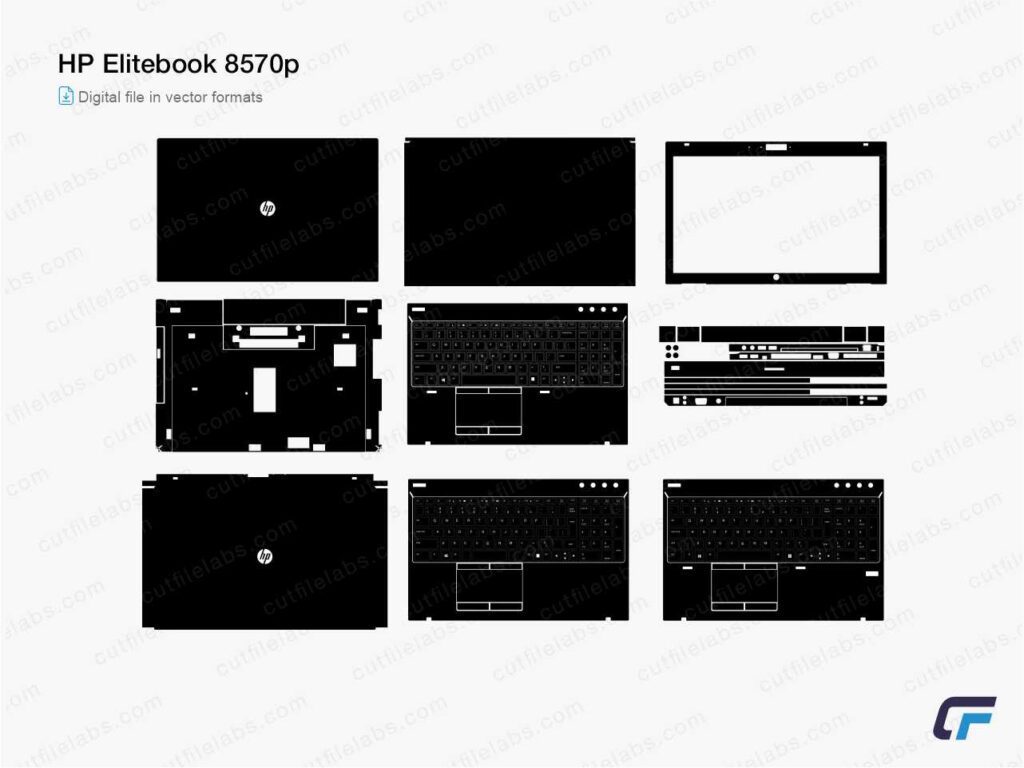 HP EliteBook 8570p (2013) Cut File Template