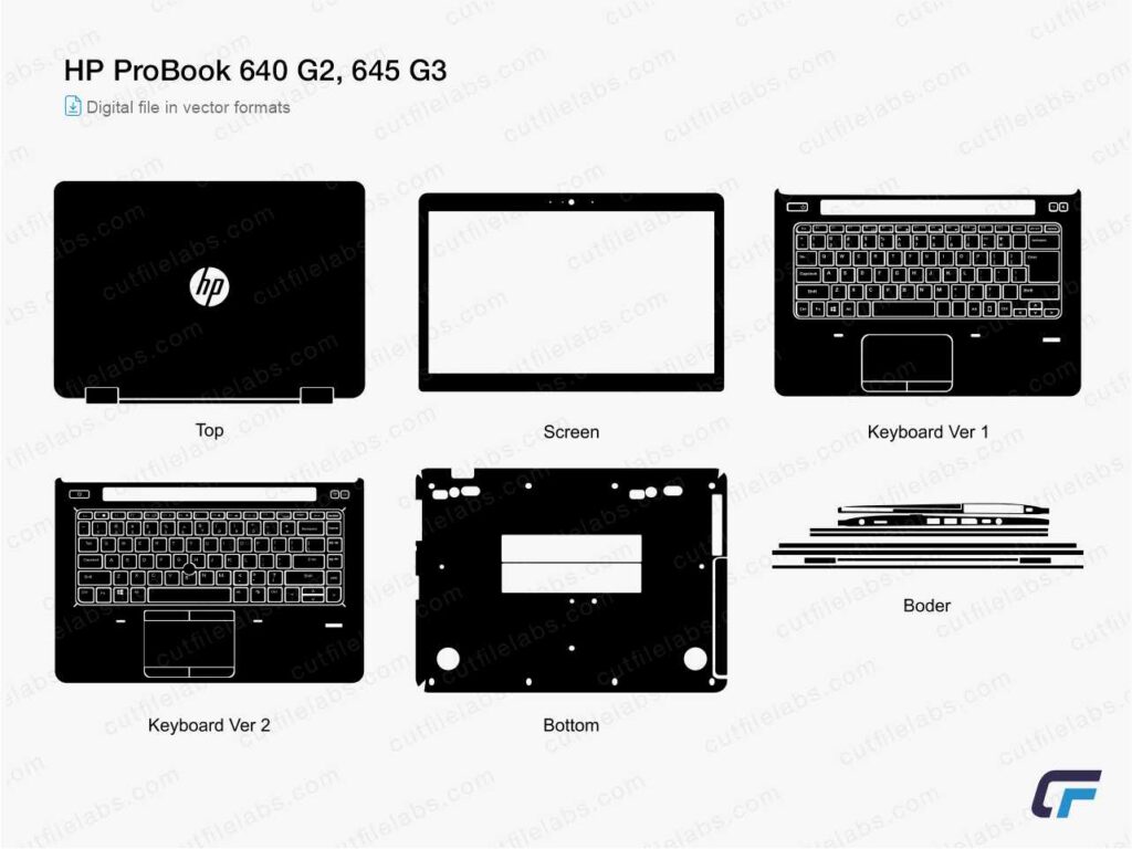 HP ProBook 640 G2, 645 G3 Cut File Template