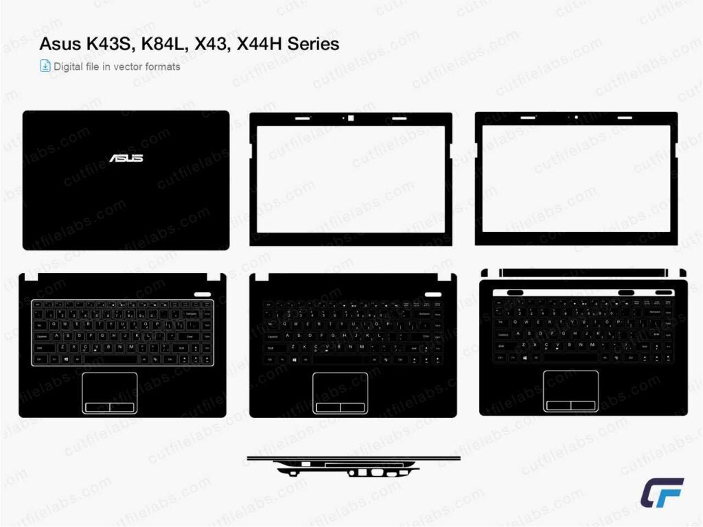 Asus K43S, K84L, X43, X44H Series (2011) Cut File Template