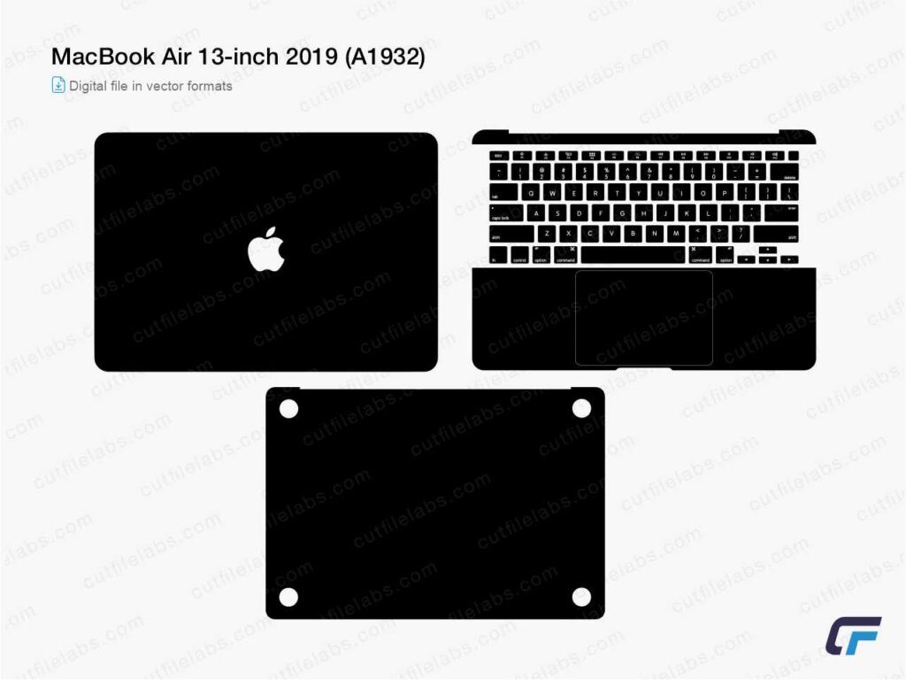 MacBook Air 13-inch 2019 (A1932) Template Cut File Vector