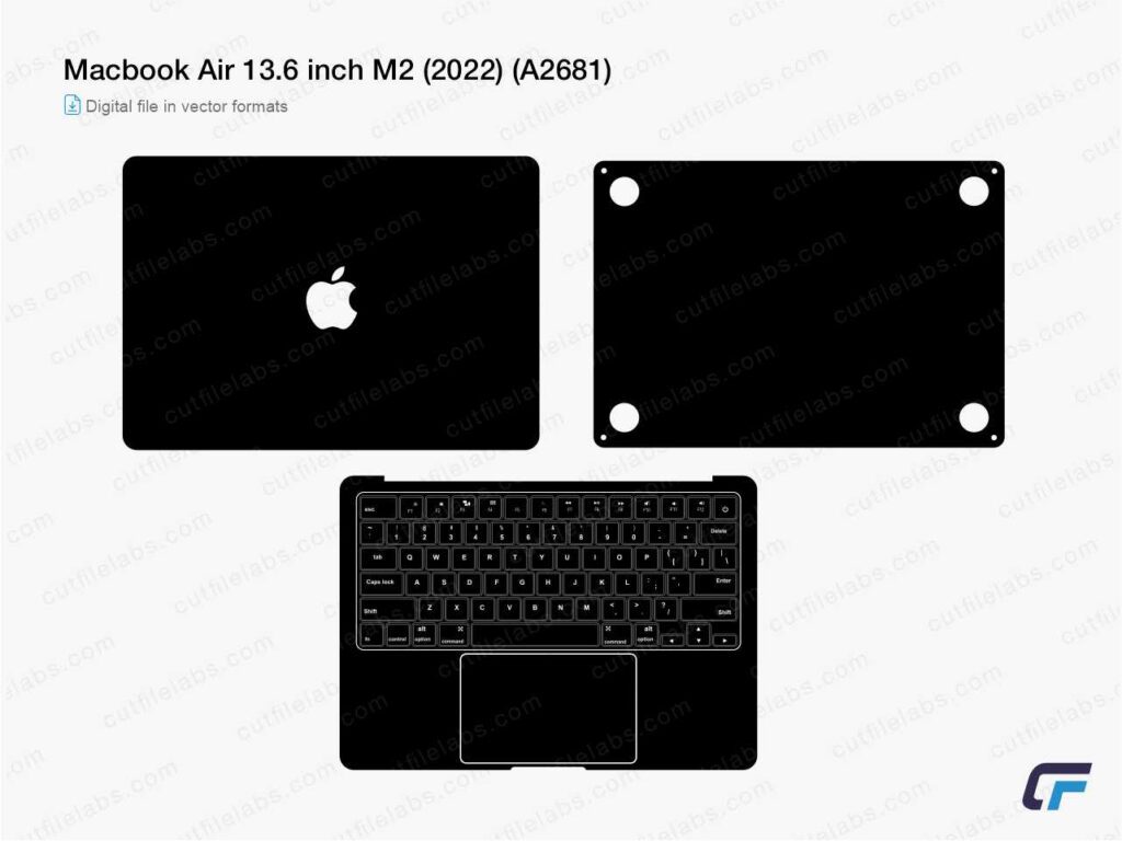 MacBook Air 13.6 inch M2 (A2681) (2022) Cut File Template