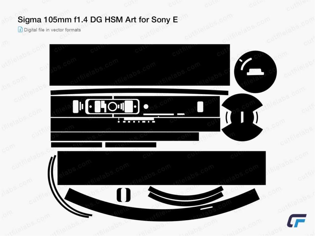 Sigma 105mm f1.4 DG HSM Art for Sony E (2018) Cut File Template