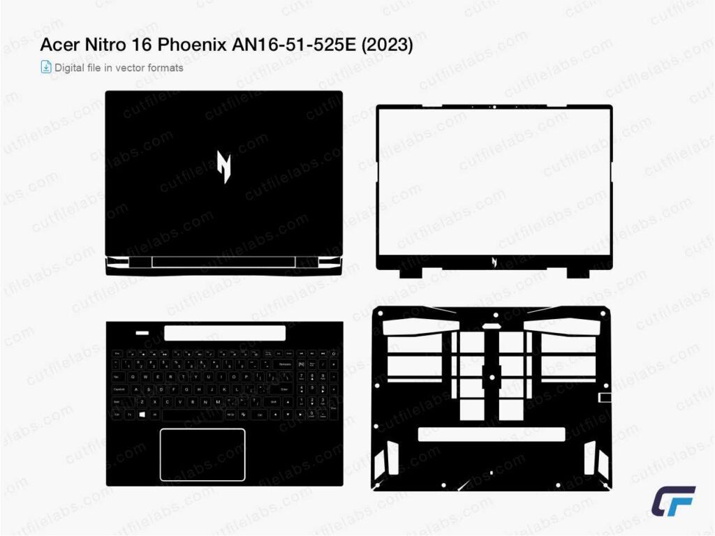 Acer Nitro 16 Phoenix AN16-51-525E (2023) Cut File Template