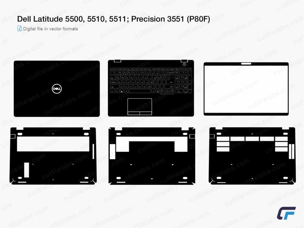 Dell Latitude 5500, 5510, 5511; Precision 3551 (P80F) Cut File Template
