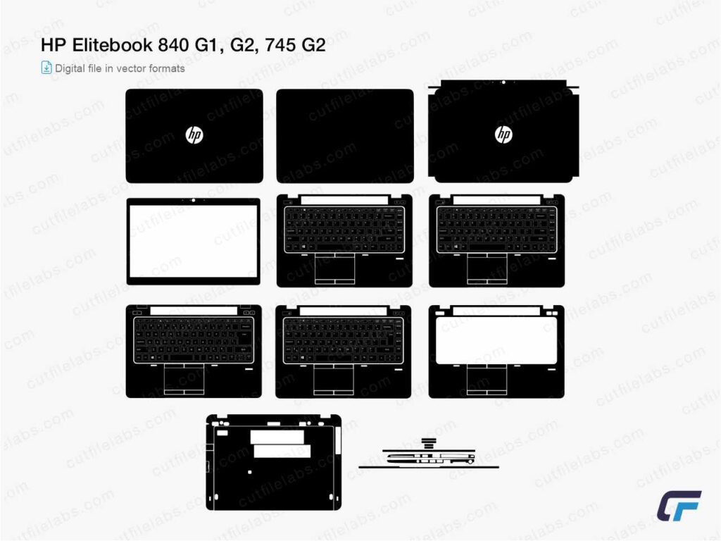 HP Elitebook 840 G1, G2, 745 G2 Cut File Template