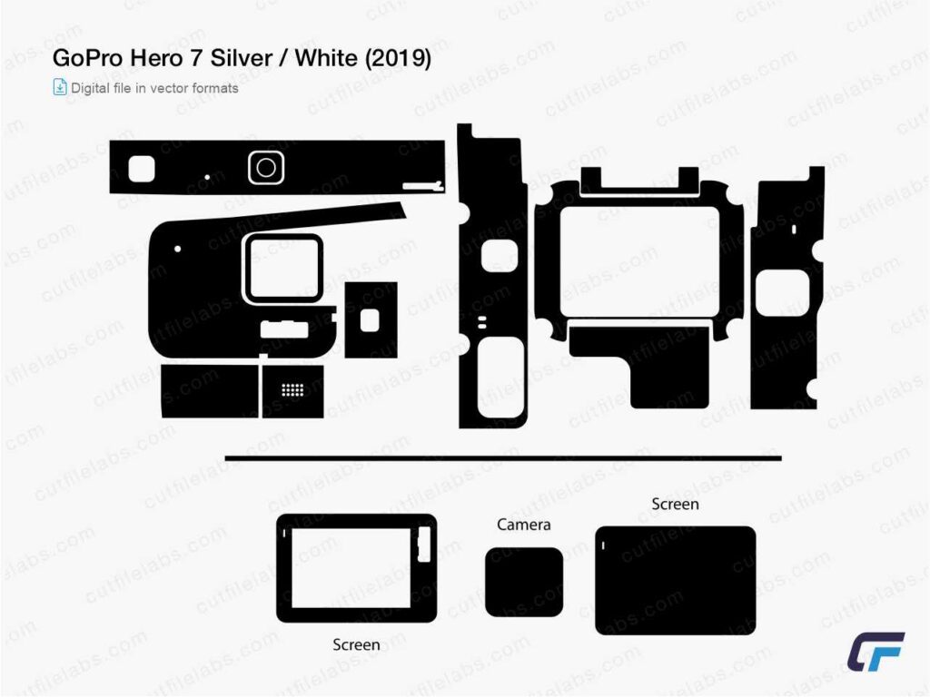 GoPro Hero 7 Silver/White (2019) Cut File Template