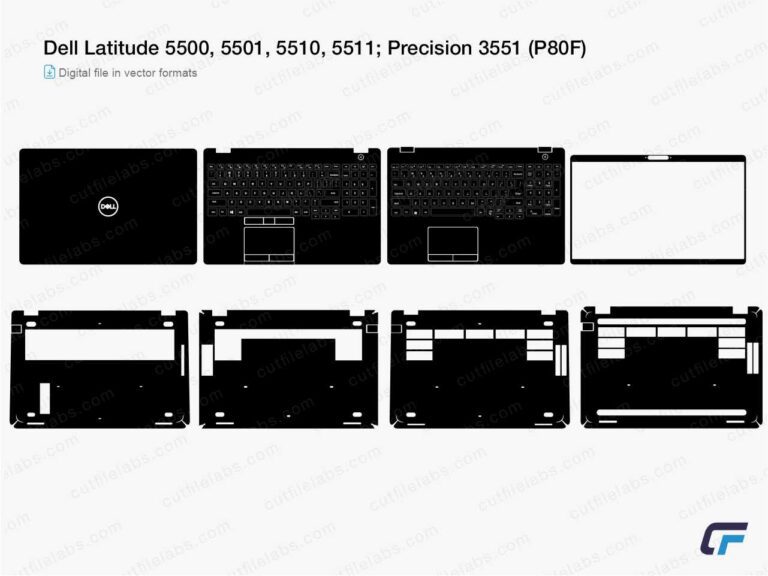Dell Latitude 5500, 5501, 5510, 5511; Precision 3551 (P80F) (2019, 2020) Cut File Template