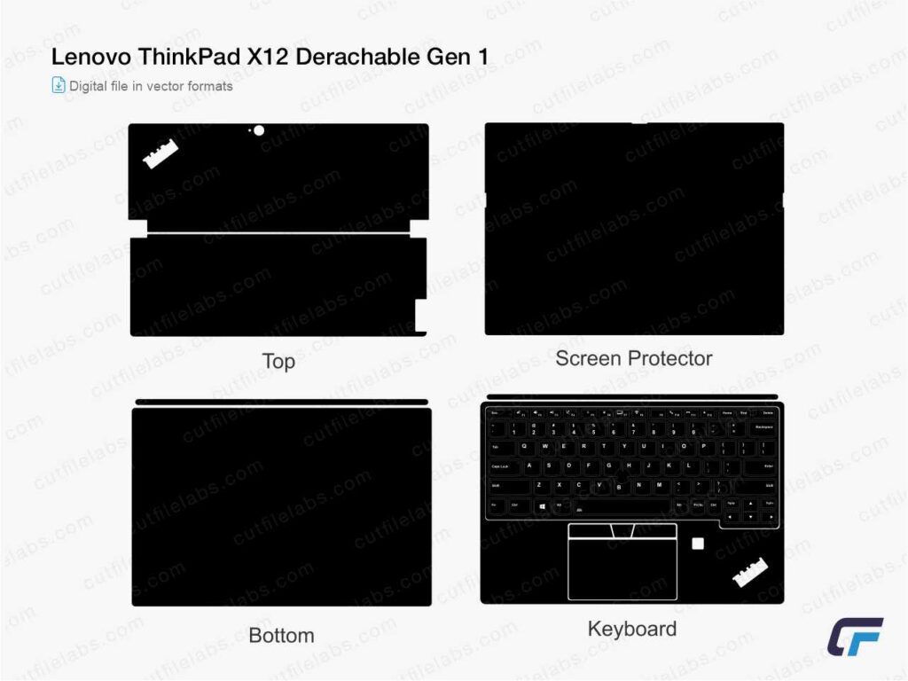 Lenovo ThinkPad X12 Detachable Gen 1 (2021) Cut File Template