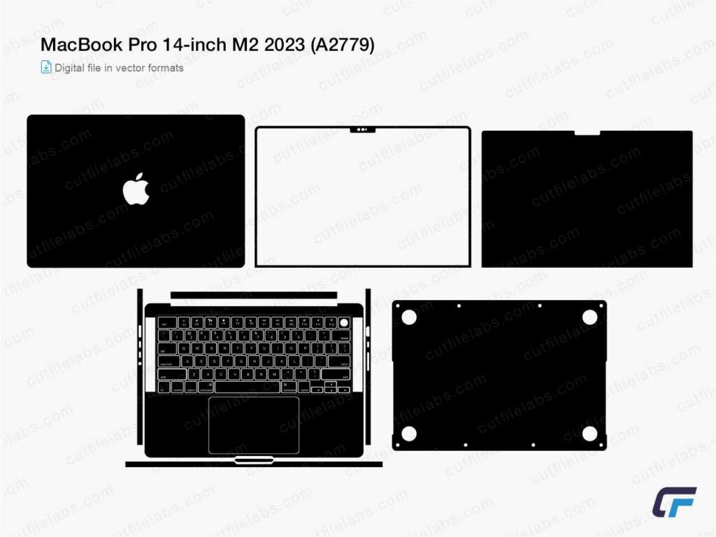 MacBook Pro 14-inch M2 2023 (A2779) Cut File Template