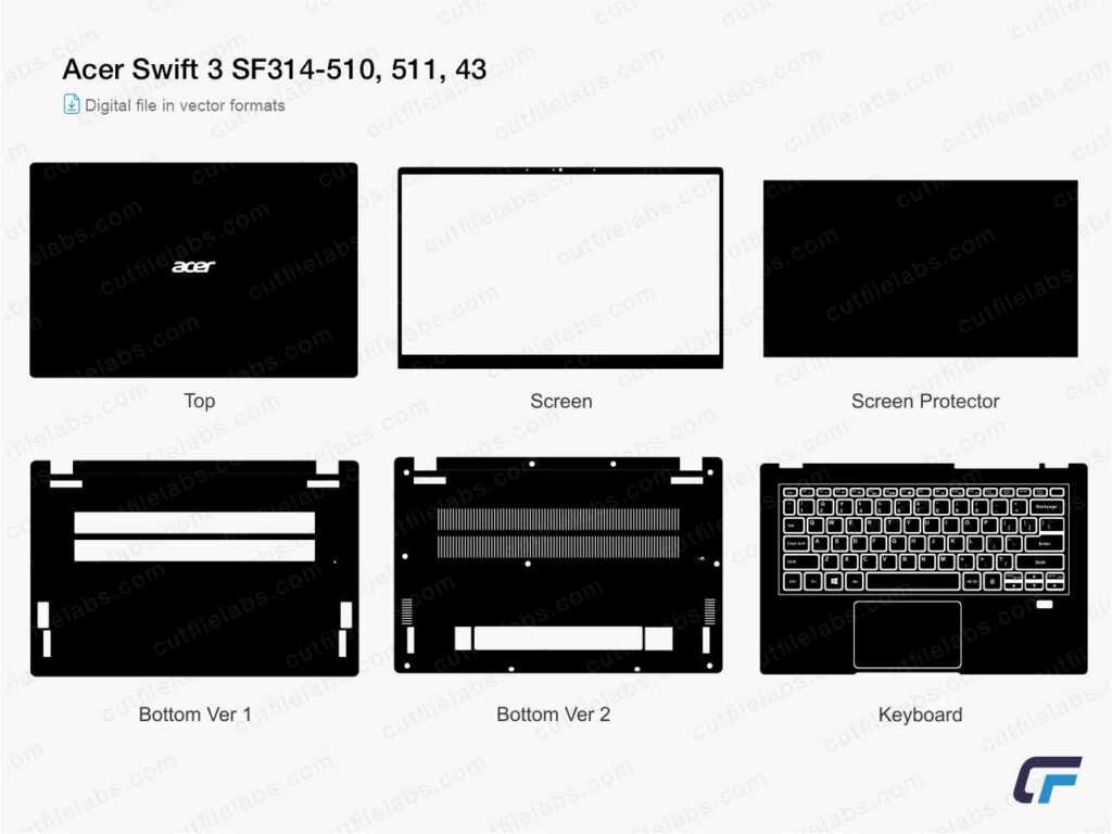 Acer Swift 3 SF314-510, 511, 43 Cut File Template