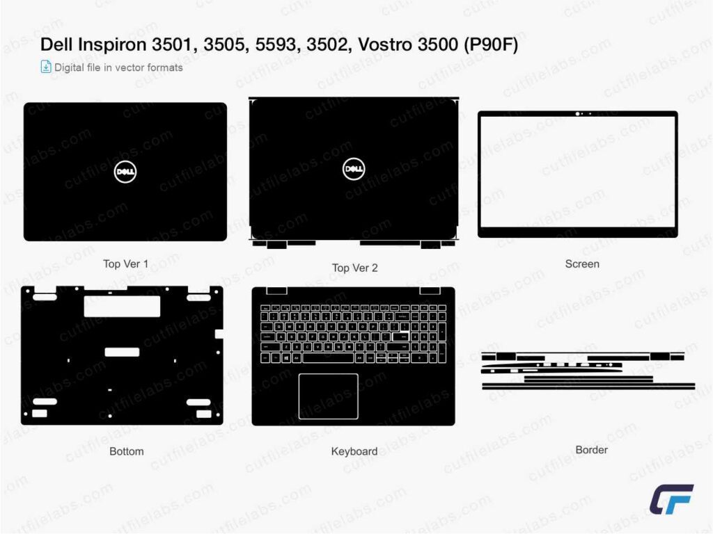 Dell Inspiron 3501, 3505, 5593, 3502, Vostro 3500 (P90F) Cut File Template
