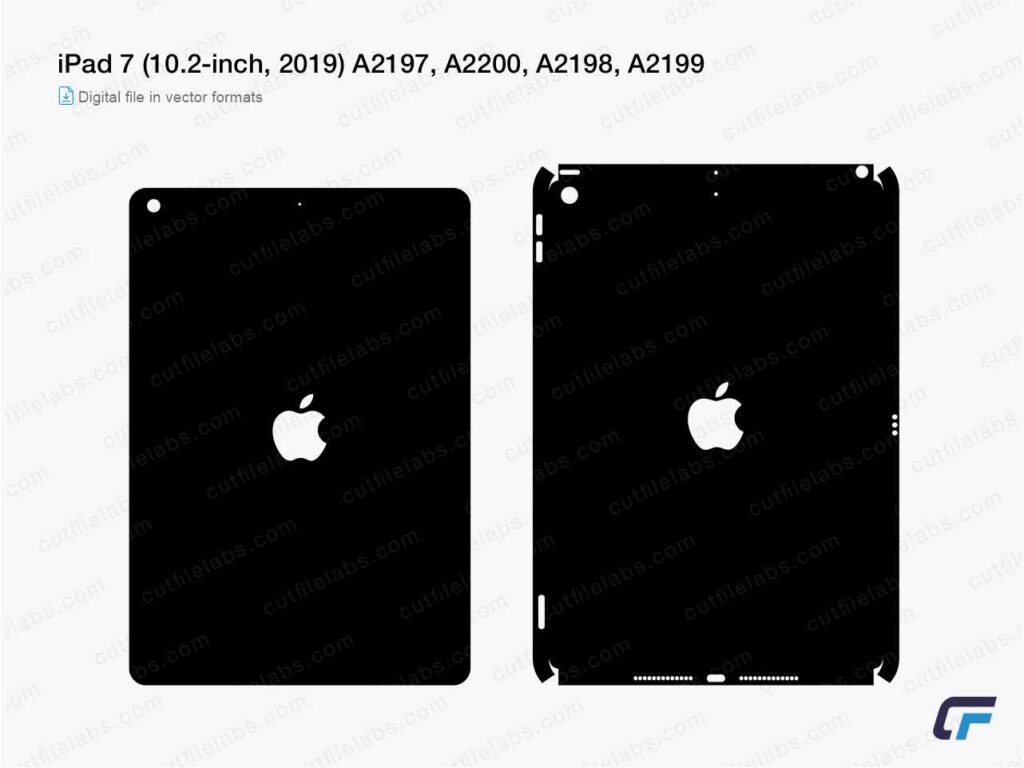 iPad 7 (10.2-inch, 2019) A2197, A2200, A2198, A2199 Cut File Template