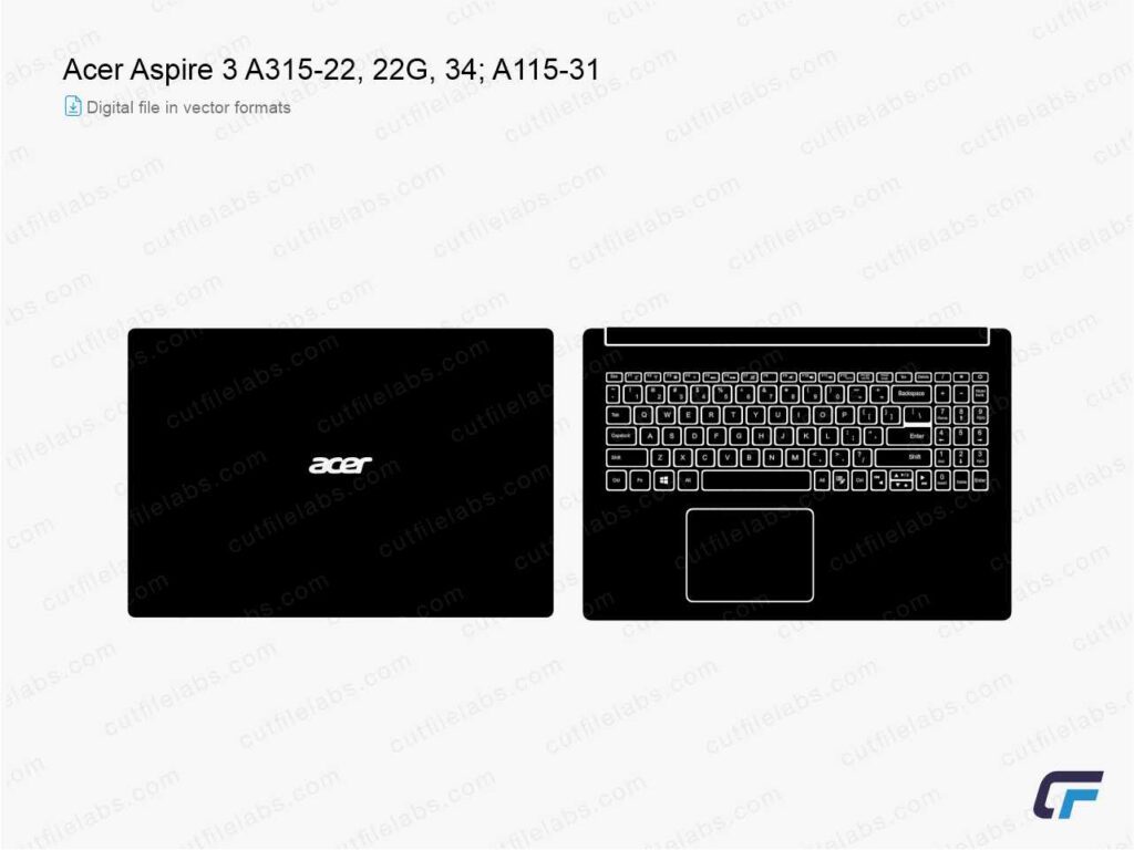 Acer Aspire 3 A315-22, 22G, 34; A115-31 Cut File Template