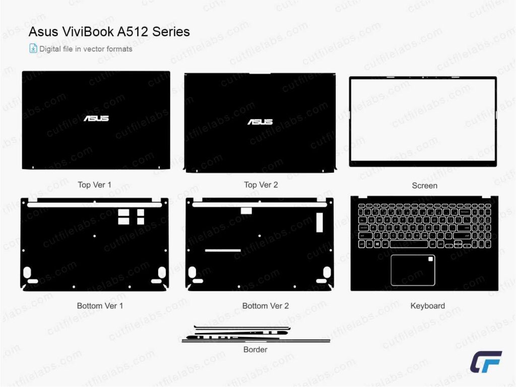 Asus VivoBook A512 (F512, X512, K512, S512) Series (2019) Cut File Template