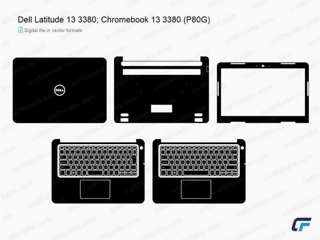 Dell Latitude 13 3380; Chromebook 13 3380 (P80G) (2015, 2016, 2017) Cut File Template