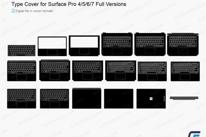 Type Cover for Surface Pro 4/5/6/7 Full Versions (2016-2019) Cut File Template