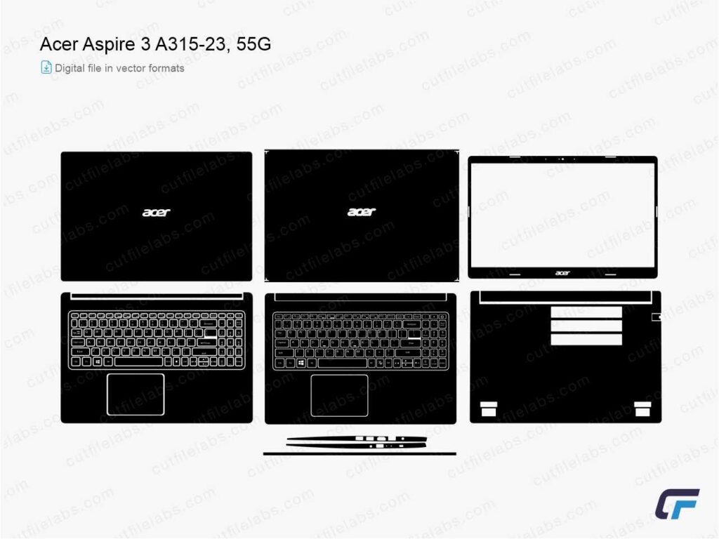 Acer Aspire 3 A315-23, 55G (2020) Cut File Template