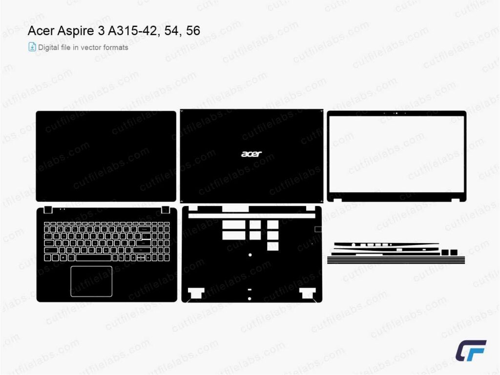 Acer Aspire 3 A315-42, 54, 56 (2019, 2020) Cut File Template