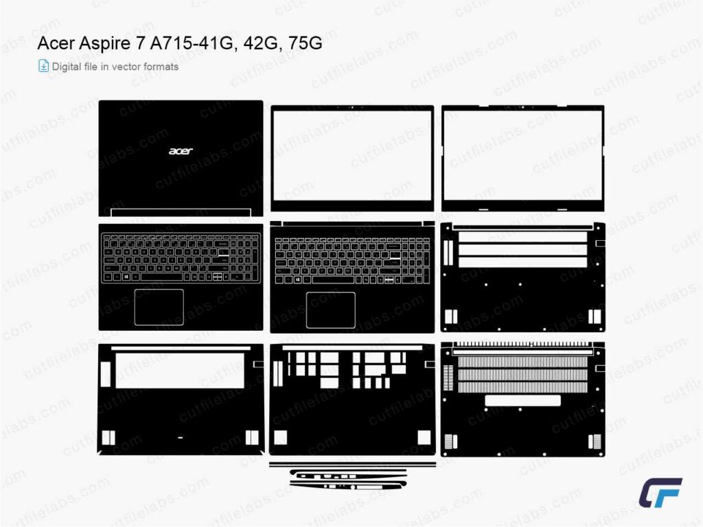 Acer Aspire 7 A715-41G, 42G, 75G (2020) Cut File Template