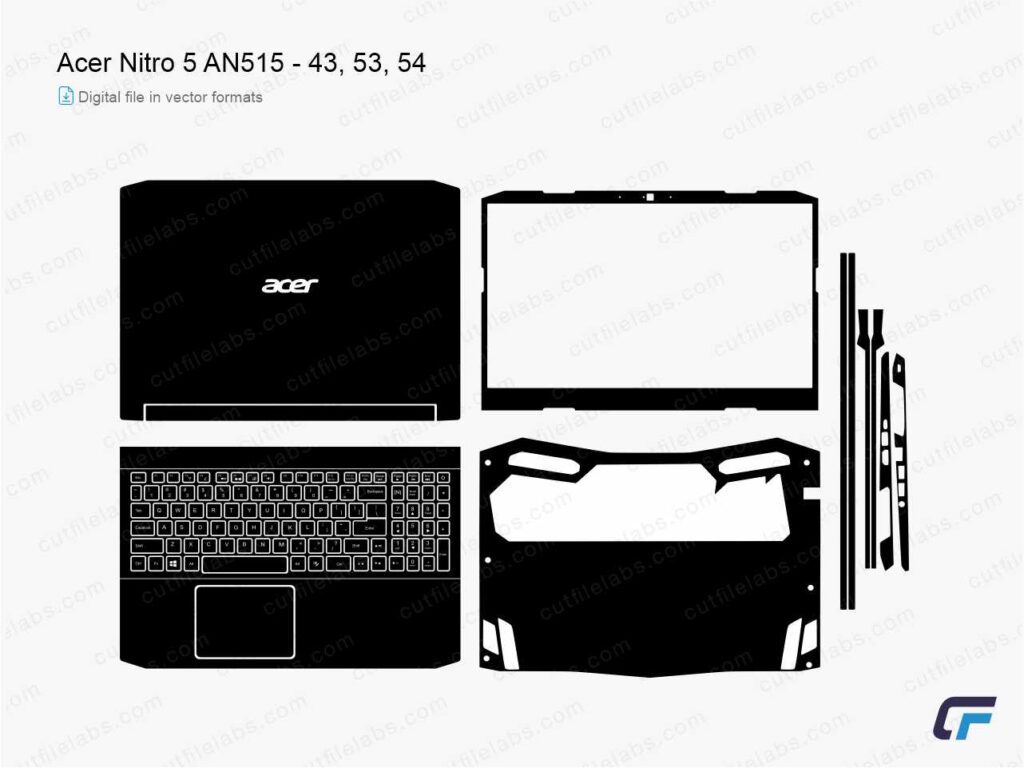 Acer Nitro 5 AN515-43, 53, 54; AN517-51 (2019) Cut File Template