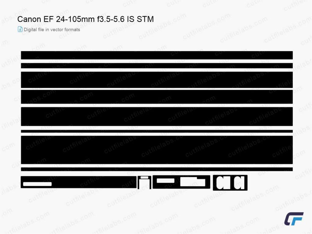 Canon EF 24-105mm f3.5-5.6 IS STM (2014) Cut File Template
