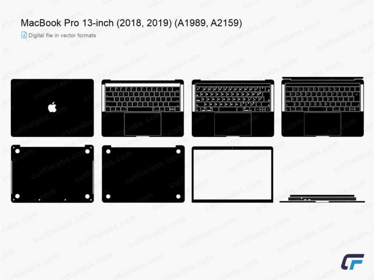 MacBook Pro 13 inch (A1989, A2159) (2018, 2019) Cut File Template