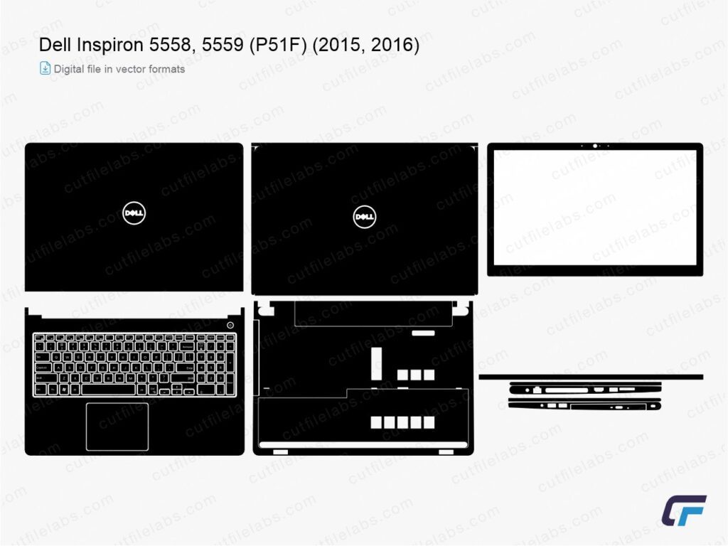 Dell Inspiron 5558, 5559 (P51F) (2015, 2016) Cut File Template