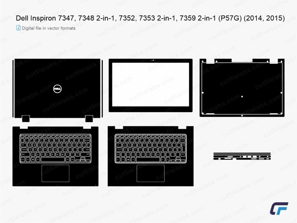 Dell Inspiron 7347, 7348 2-in-1, 7352, 7353 2-in-1, 7359 2-in-1 (P57G) (2014, 2015) Cut File Template