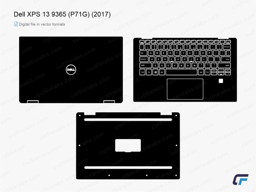 Dell XPS 13 9365 (P71G) (2017) Cut File Template