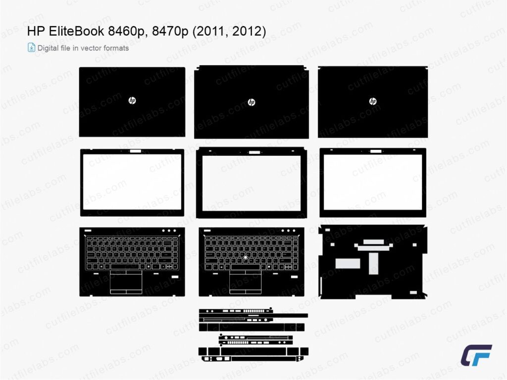 HP EliteBook 8460p, 8470p (2011, 2012) Cut File Template