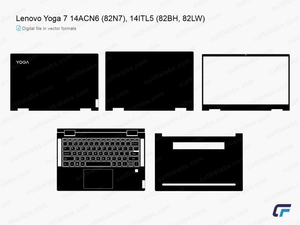 Lenovo Yoga 7 14ACN6 (82N7), 14ITL5 (82BH, 82LW) (2021) Cut File Template