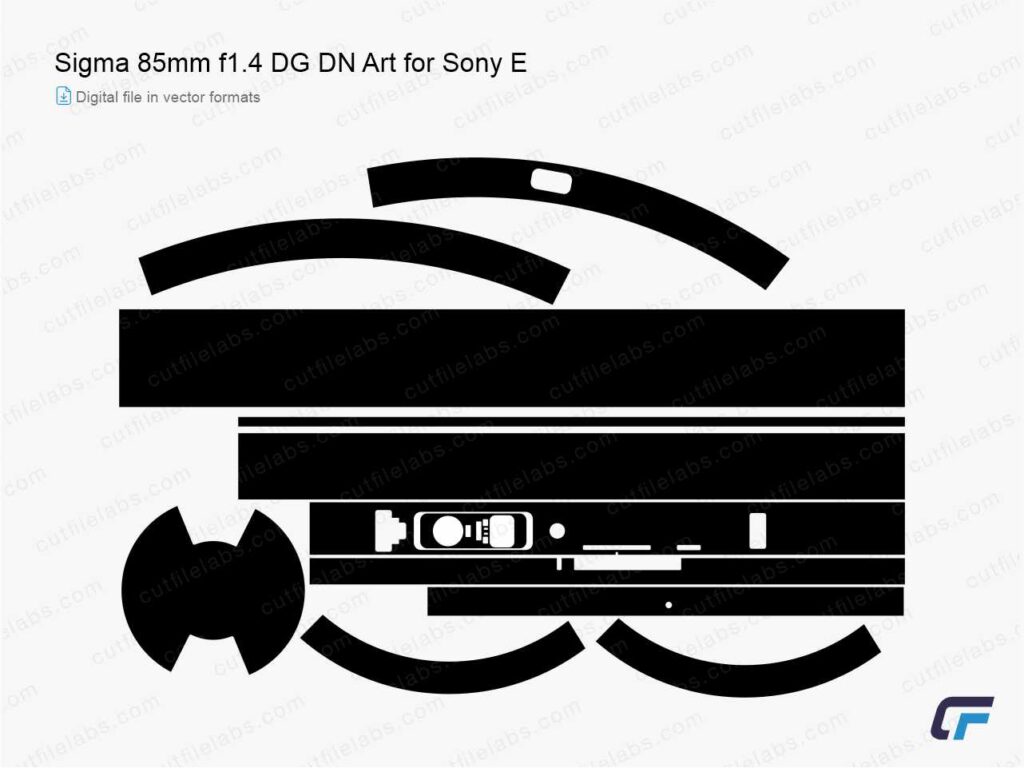 Sigma 85mm f1.4 DG DN Art for Sony E (2020) Cut File Template