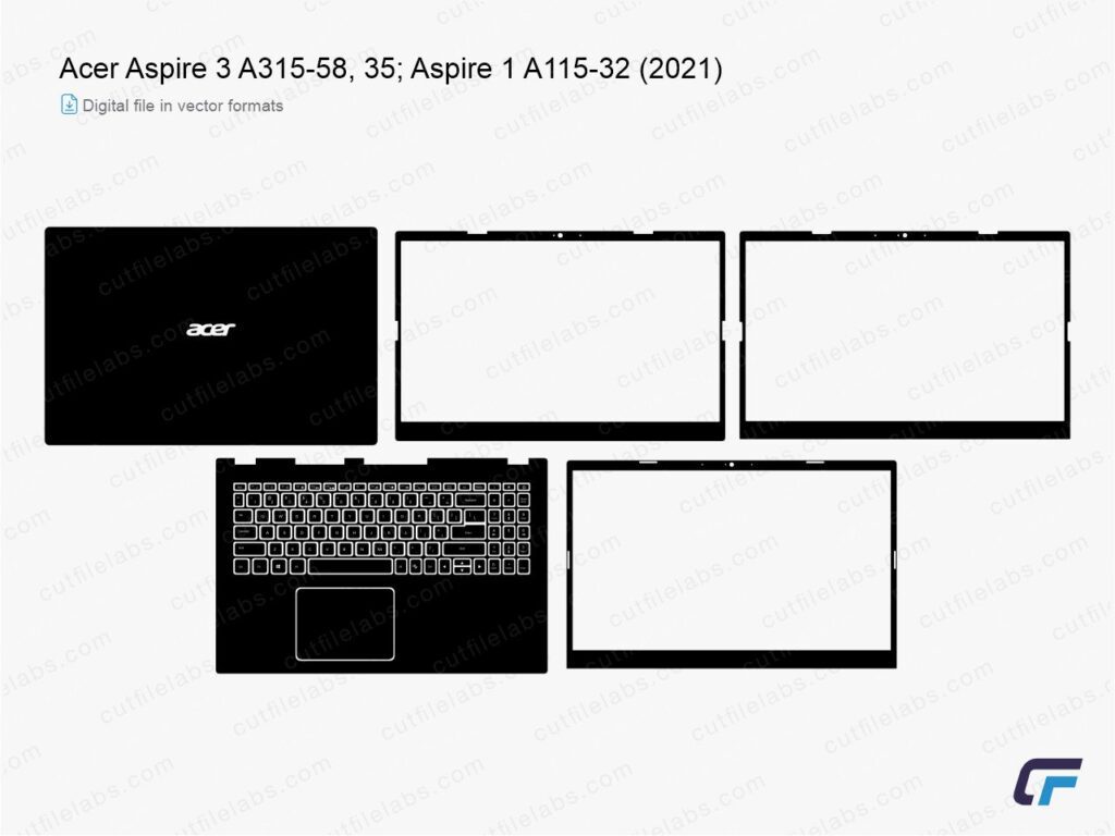 Acer Aspire 3 A315-58, 35; Aspire 1 A115-32 (2021) Cut File Template