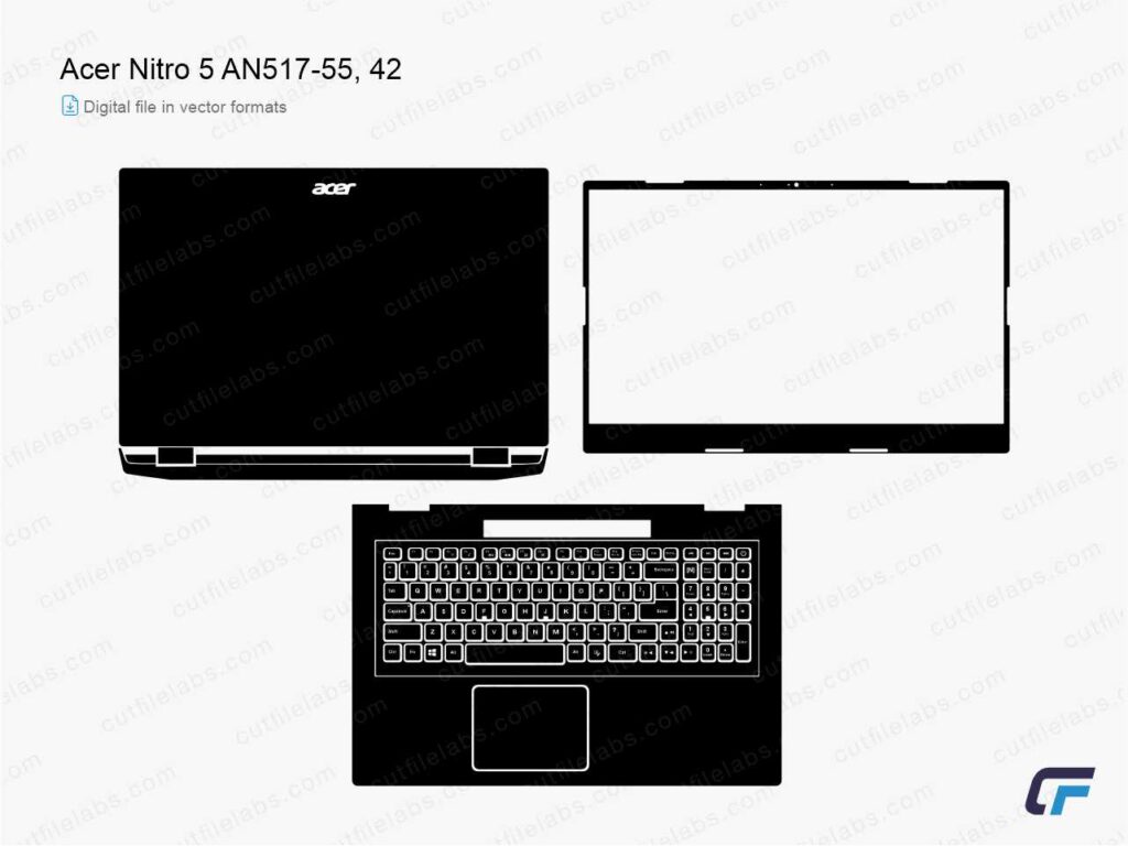 Acer Nitro 5 AN517-42, 55 (2022) Cut File Template