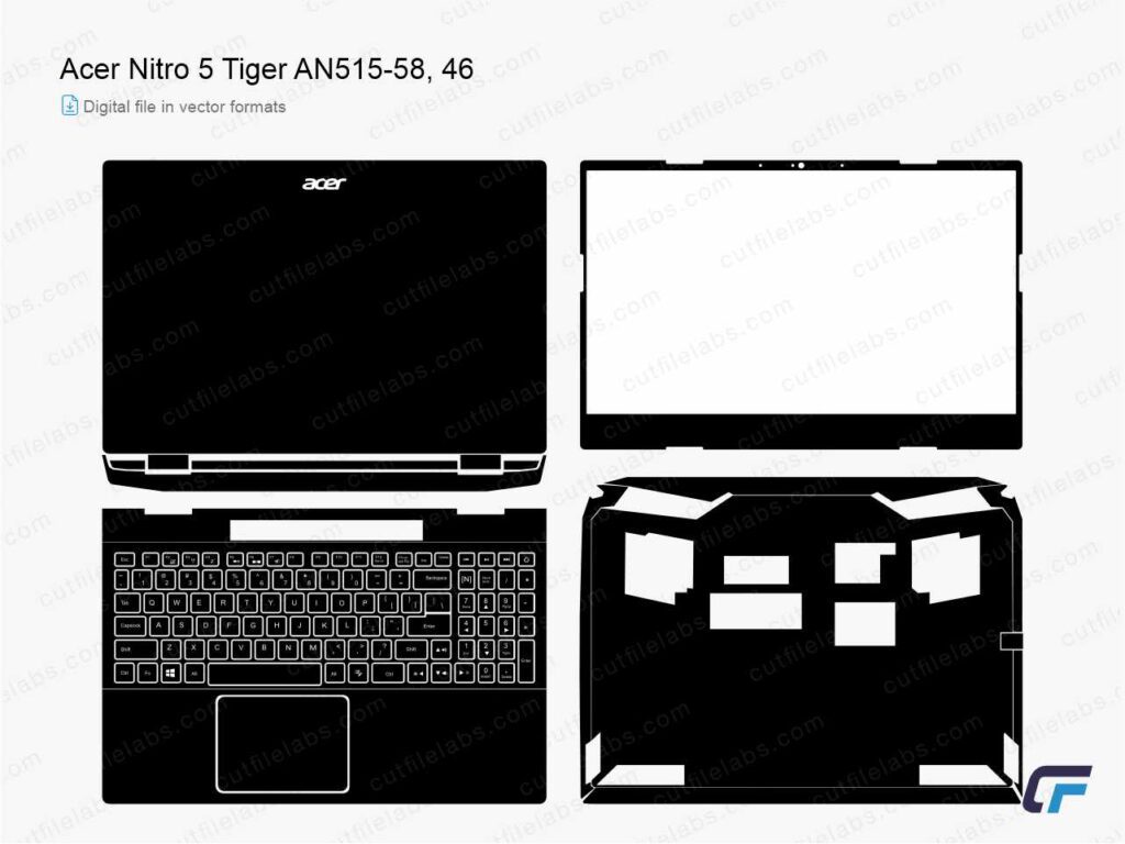 Acer Nitro 5 Tiger AN515 58, 46 (2022) Cut File Template