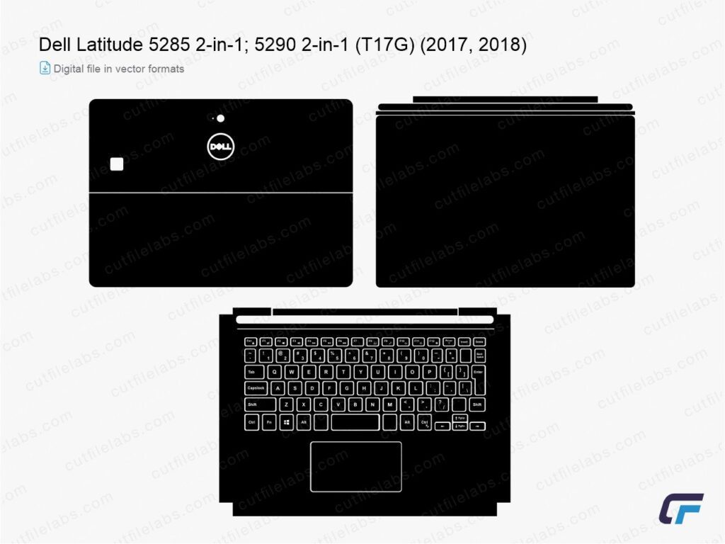 Dell Latitude 5285 2-in-1; 5290 2-in-1 (T17G) (2017, 2018) Cut File Template