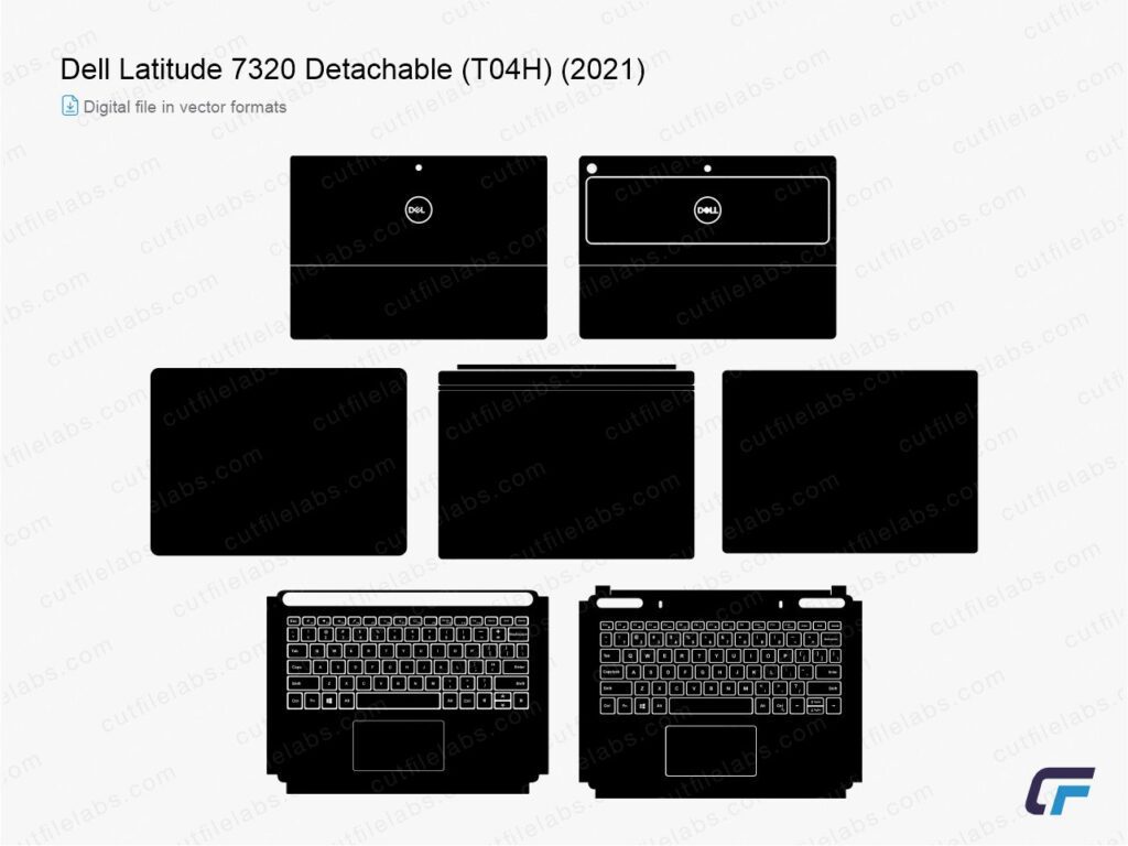 Dell Latitude 7320 Detachable (T04H) (2021) Cut File Template