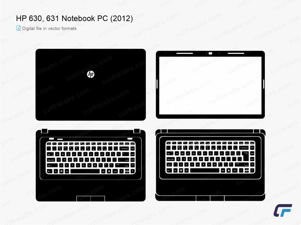 HP 630, 631 Notebook PC (2012) Cut File Template