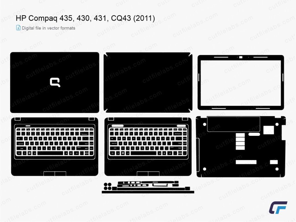 HP Compaq 435, 430, 431, CQ43 (2011) Cut File Template