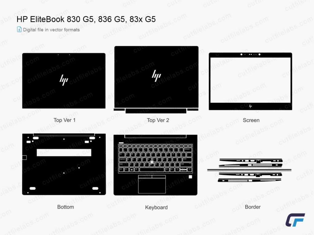 HP EliteBook 830 G5, 836 G5, 83x G5 (2018) Cut File Template
